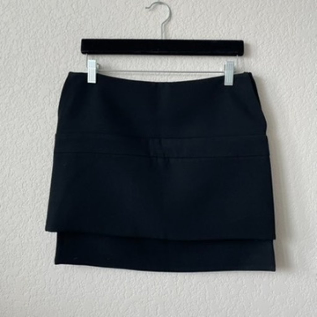 Givenchy Black Mini Skirt W/ Uneven Hem Size 36 Small